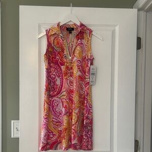 MSK Sleeveless Paisley Zip Dress in Pink & Yellow